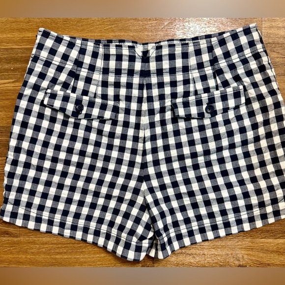 Loft Navy and White checkered preppy nautical shorts side zipper  size 8 EUC - Picture 4 of 9